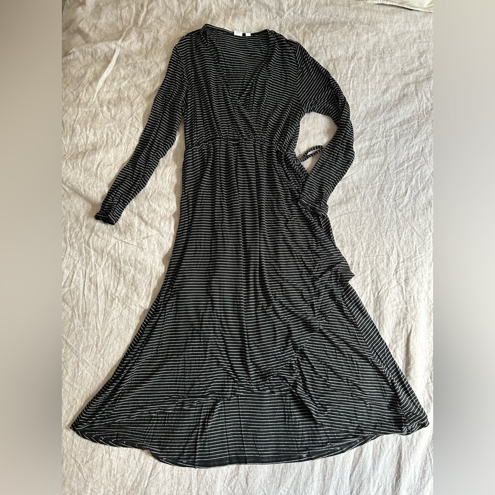 Gap White striped maternity wrap dress